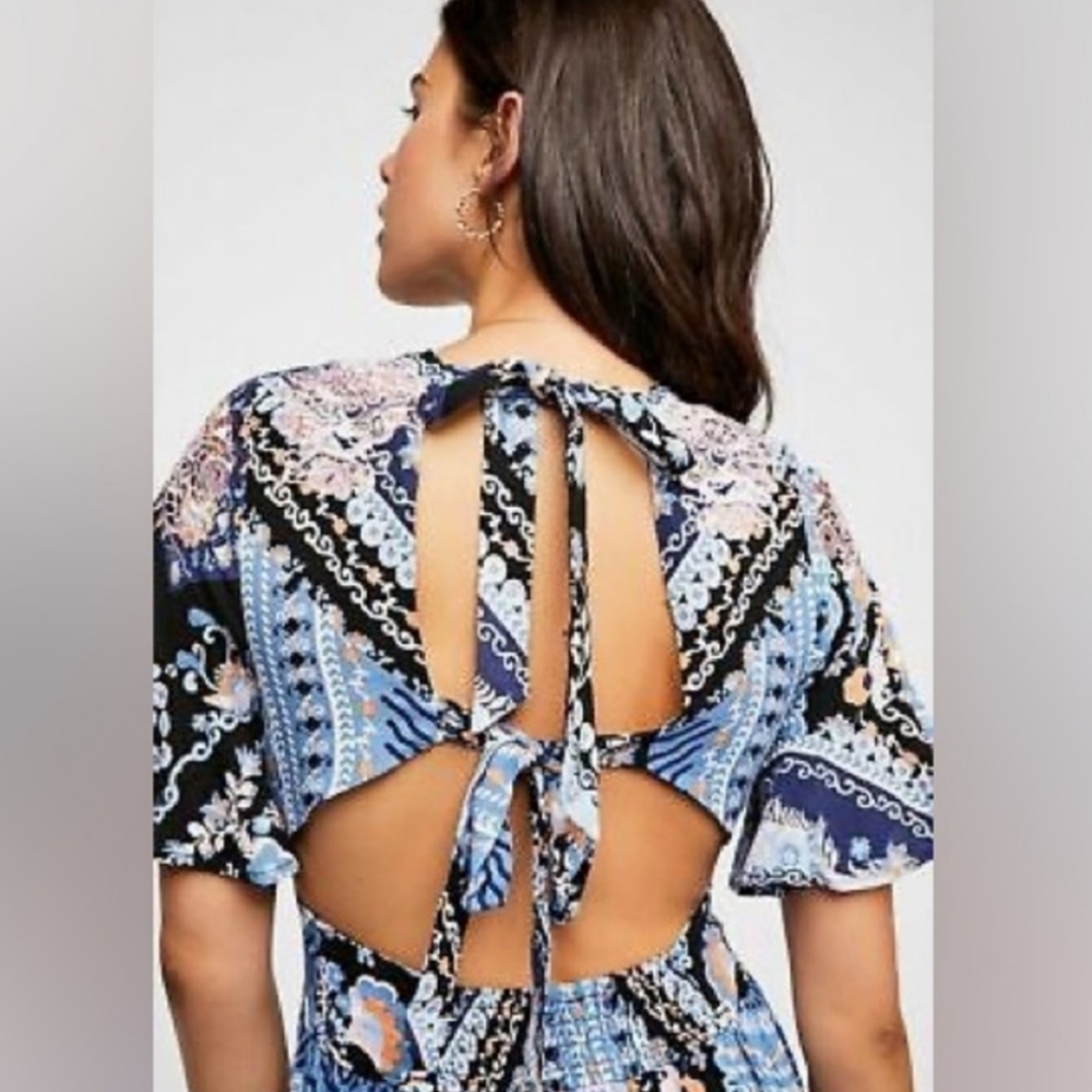 Free People Coco floral print blue maxi dress - Picture 2 of 5